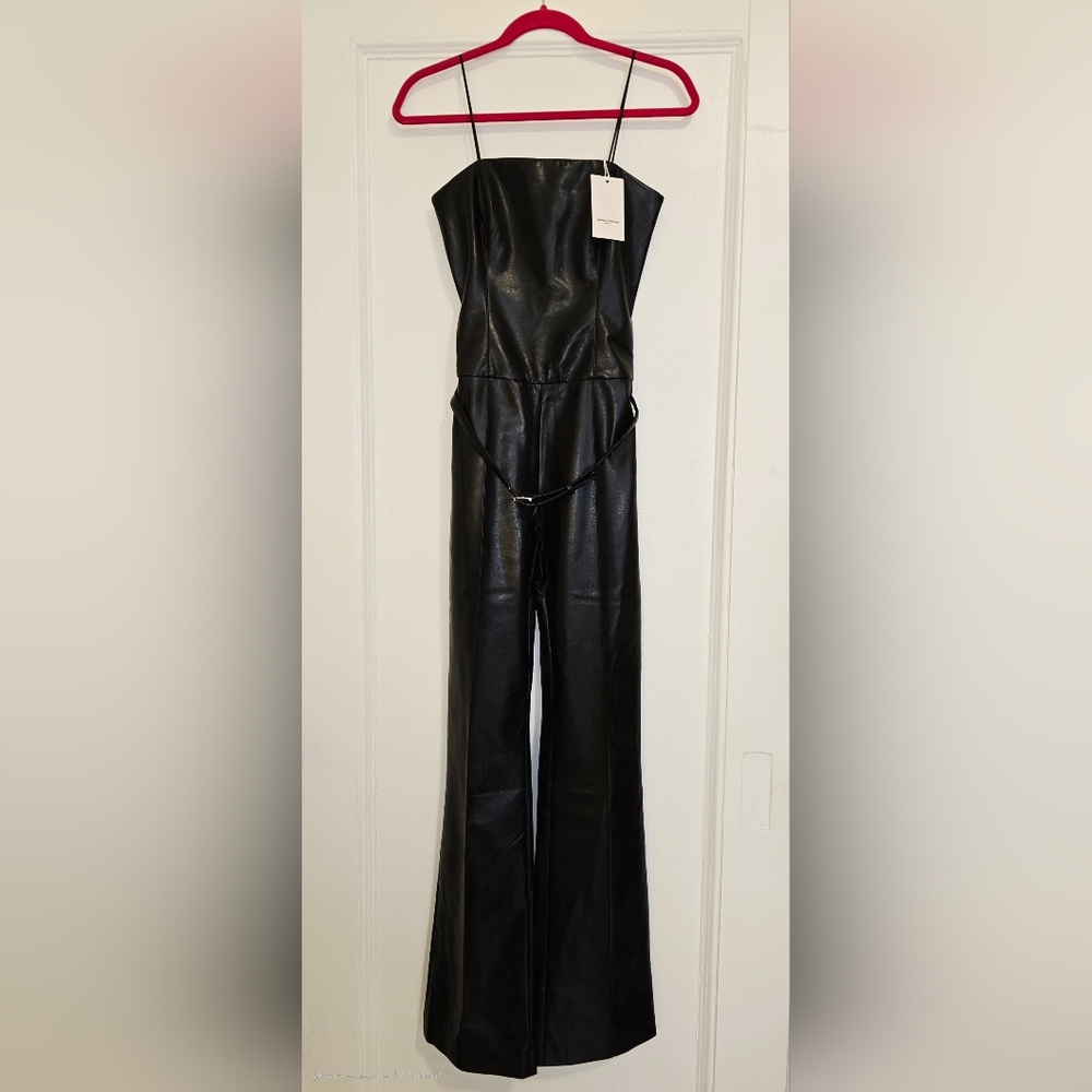 NEW Amanda Uprichard Black Uptown Amoret Faux Leather Jumpsuit | Sz XS - Picture 11 of 14